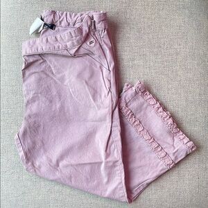 Lili Gaufrette Pink Ruffled Cropped Pants